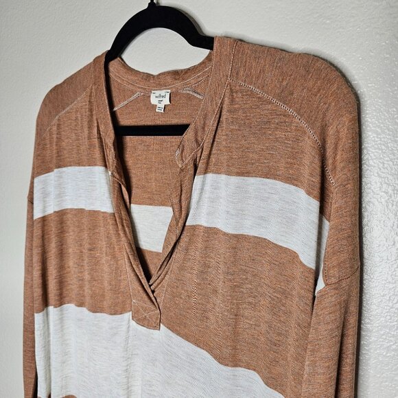 Wilfred S Striped Long Sleeve Tunic Top Lightweight Knit Oversized Relaxed Boho - Picture 2 of 6